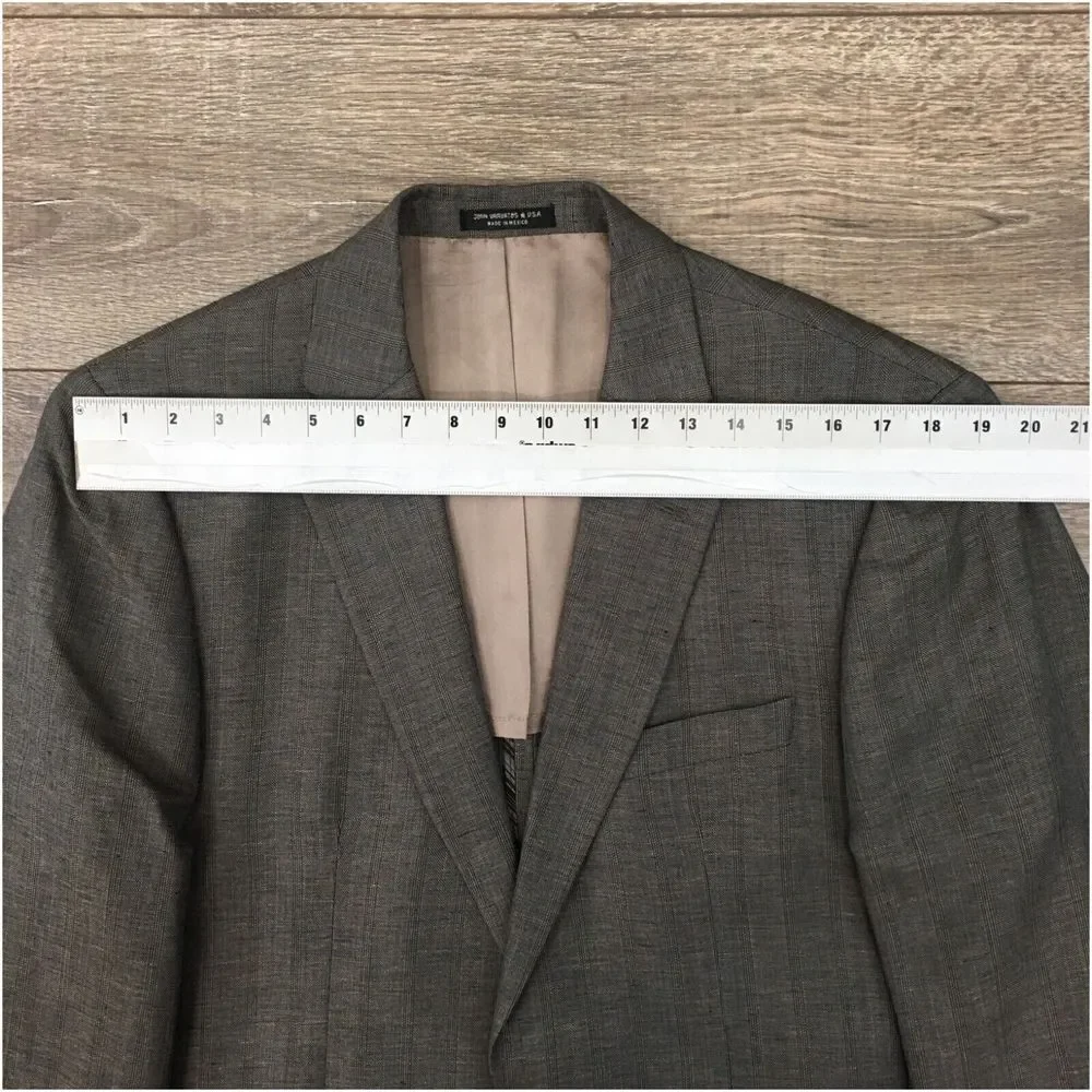 John Varvatos Mens Blazer Sport Coat Two Button‎ Casual Jacket 40L Linen Wool